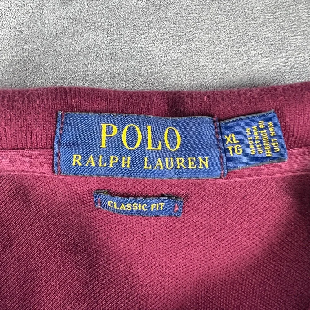 Polo Ralph Lauren Mens XL Burgundy Classic Fit Short Sleeve Pique Polo Shirt